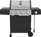 Gas Grill 4 Burner Propane with Side Burner and Stainless Steel Lid Portable