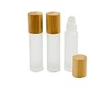 Grand Parfums 10ml PREMIUM Frosted Glass Roller Ball Bottles with Glass Rollers and NATURAL BAMBOO for Essential Oil Blends, Perfumes and Colognes (Set of 12 Bottles, Clear Frosted)