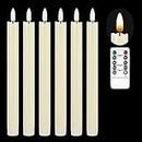 Bitnex Flameless Ivory Taper Candles, Flickering Battery Operated, 3D Wick Warm Light Electric Candles with 10-Key Remote,LED Window Candles Real Wax for Christmas Home Party Wedding Decor(Pack of 6)