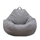 Bean Bag Chair Cover (Without Filler) Bean Bag Chair Sofa Couch Cover Washable Lazy Sofa Bean Bags with Three Side Pockets Beanbag Chair Cover for Adults Kids (XL:39.4 x 47.2in, Grey)