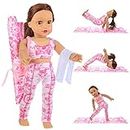 ZITA ELEMENT American 18 Inch Girl Doll Yoga Pilates Clothes Set for 18 Inch Doll Yoga Pilates Clothes Outfits Set 3 Items Included 1 Pcs Yoga Mat, 1 Set of Yoga Outfits and 1 Towel