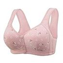 Huilaibazo Prime Deals of The Day Today Only Clearance Daisy Bras for Older Women 2024 New Comfortable No Wire Bra Convenient Front Close Button Bras Everyday Bralette Daisy Bras for Women