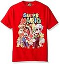 Nintendo Boy's Super Mario Groupage T-Shirt, Red, X-Small