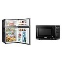 Whirlpool 3.1 Cu.Ft Mini Fridge with Freezer, 2 Door Refrigerator Small & COMFEE' CM-M201K Countertop Microwave Oven with Express Cook, 6 Preset Menus and Kitchen Timer, 20L, 700W, Black