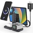 Magnetic Wireless Charging Station Multiple Devices, 4 in 1 Phone Fast Multi Charger Stand for Apple Products iPhone 15 14 13 12 Series, iPad Stand, Watch 8 7 6 5 4 3 2 1 and AirPods 2 3 4 5