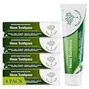 Neem Toothpaste - Fluoride Free Toothpaste Adult, Children & Diabetic Friendly - 100% Vegan Natural Toothpaste Fluoride Free, Gluten Free, No Artificial Ingredients - with Clove & Stevia (4 pk)