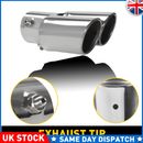 Universal Twin Dual Exhaust Pipe Trim Tip Tail Muffler Stainless Steel Chrome UK
