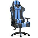 Racingreat Gaming Chair, Office Chair, Computer Chair, Sturdy PC Swivel Chair, Ergonomic Design with Cushion and Reclining Backrest (Blue)