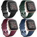 [4 Pack] Straps compatible with Fitbit Versa 2, Fitbit Versa, Versa Lite/SE, Classic TPU Silicone Sport Adjustable Replacement Accessories for Women/Men, Small/Large (Black/Blue/Green/Wine red, Large)
