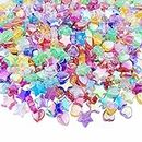 Jmassyang 600 PCS Acrylic Beads Heart Star Shape Charming Beads Clear Acrylic AB Colors Bead Assortments Colorful Flat Bead-in-Bead Loose Beads Spacer for DIY Necklace Bracelet Jewelry Craft Making