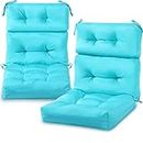 Geelin High Back Patio Chair Cushion Indoor Outdoor Seat Back Chair Cushions Tufted Patio Chair Cushions Waterproof Rocking Chair Pads Weather Replacement Cushions for Furniture (Blue,2 Pcs)