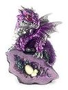 Ain’t It Nice Dragon Statue Medieval Baby Dragon with Crystal Egg Nest Decorative Figurine Geode Sparkling Crystal Cave Dragon Figurine Collectible Fantasy, Dark Purple 4(L) 2(W) 5(H) inches