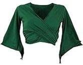 GURU-SHOP Elfen Top, Top Goa-Chic MA, Damen, Smaragdgrün, Baumwolle, Size:S/M (36), Tops, T-Shirts, Shirts Alternative Bekleidung
