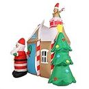 Inflatable Christmas Tree House, Christmas Inflatable Decorations Built in LED, Luminous House Garden Inflatable Model Decoration, Gingerbread House with