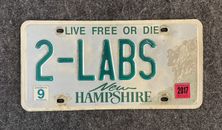 2017 New Hampshire Vanity License Plate 2-LABS NH 17 Two Labs Labrador Dog Puppy