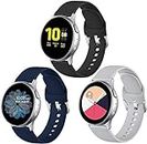 TKM [Straps ONLY] 3 Pack Adjustable Silicone 20mm Watch Strap Bands Compatible for Amazfit Bip, Amazfit GTS, Galaxy Watch Active 2, Gear S2 Classic, Samsung Gear Sport Watch Straps