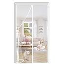 Magnetic Fly Screen Door70x240cm(28x94inch)Heavy Duty Mesh Curtain Screen Doors - Without Drilling Top-to-Bottom Seal Automatically - for Air Conditioner Heater Room Home Kitchen White