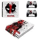 Elton Dead-Pool (White & Red) Theme 3M Skin Sticker Cover for PS4 Pro Console and Controllers