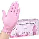 SwiftGrip Pink Disposable Gloves, 3-mil, Medical exam Gloves Disposable Latex Free, Gloves for Cleaning & Esthetician, Pink Rubber Gloves, Pink Cleaning Gloves, Powder-Free, 100-ct Box (Small)