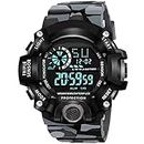 FixBit Digital Sports Watch, Silicone Strap, Multi-Function, Waterproof & Shockproof Wrist Watch for Men & Boys Fashion, Gift, Styling (Grey Military)