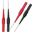 4 PCS Test Probe, Multimeter Probes Copper Test Leads Stainless Steel Needle Probes Silicon Back Probe Pin for Automotive, Telecommunications, Industrial, 4mm Jack Socket, Black and Red