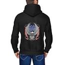 ADOSIA American Eagle Full Zip Hooded Sweatshirt Winter Warm Jacket, Black, XX-Large
