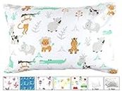 BB MY BEST BUDDY Toddler Pillowcase by My Best Buddy - 100% Cotton - New Safari and Zoo Animals for Your Kids - 13 x 18 shrinks to fit -Envelope Style Closure - Designed in The USA