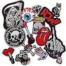 Dark Embroidered Applique Iron On Patches for Backpacks, Rock Band Patches for Jackets, Cool Sew Patch for Clothing, Jeans, Hats, DIY Accessories (Dark S 15 Pcs)