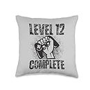 Gamer Zocker Konsole PC Game Videospiel Designs Level Complete Birthday Gift 12 Years Gamer Throw Pillow, 16x16, Multicolor