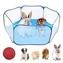 WEONE Pet Playpen, Portable Small Animals Playpen, Foldable Pet Pens, Pet Cage Tent, Breathable & Transparent Pet Exercise Fence for Guinea Pig, Rabbits, Hamster, Chinchillas, Hedgehogs, Cats -Blue