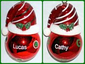 Christmas Ornament Ball Ganz Red White Santa Hat Cap Personalized Pck Name SMALL