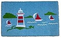 Imports Decor Yacht Light House Vinyl Backed Coir Doormat with Flocked Pattern, 30 x 18 x 1/2"