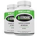 Estrohalt 2 Pack 120 Pills- Best Estrogen-Blocker DIM Supplement (Diindolylmethane) and Indole-3-Carbinol (I3C) for Women & Men | Natural Aromatase Inhibitor Vitamin to Help PCOS, Menopause, and PMS