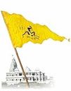 La Jarden Shri Krishna peaceful yellow silky satin flag for Home, Temple, Banke bihari ji ka jhanda, Iskcon temple flag, Murli wala shyam ka jhanda, All Purpose [size 26x40 inches / 2.17x3.33 feet]
