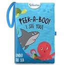 Skillmatics Peek-A-Boo Underwater Animal Book - Soft Cloth Book for Baby, Crinkle Pages for Sensory Play, Toddler Toys, Gifts for Ages 6 Months and Up