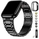 Fullmosa Cinturino per Apple Watch 45mm/44mm/42mm, Cinturini in Acciaio Inossidabile Compatibile con iWatch Serie 9 8 7 6 5 4 3 2 1, Apple Watch SE 2/ SE, Nero