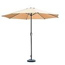 Brandway Center Pole Patio Luxurious Umbrella with Base - Garden Umbrella, Outdoor Umbrella (White)