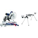 BOSCH GCM12SD 15 Amp 12 Inch Corded Dual-Bevel Sliding Glide Miter Saw with 60 Tooth Saw Blade & GTA3800 Folding Leg Miter Saw Stand,Blue
