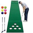 Kofull Tapis de Putting de Golf (2 putters de Golf gratuits + 6 balles de Golf) Tapis d'entraînement de Golf，327 x 50 cm.