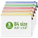 5 Pack Large Plastic Zipper Pouches B4 (12х15in) for Puzzle & Board Game Storage Bags - Mesh Zipper Pouch Document Bag - Pouches for Organization Storage Bags with Zipper - Zipper Bags for Organizing