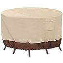 Vailge Round Patio Furniture Covers, 100% Waterproof Outdoor Table Chair Set Covers, Anti-Fading Cover for Outdoor Furniture Set, UV Resistant, 84"DIAx28"H, Beige & Brown