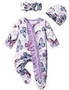 TyeSmo Baby Girl Clothes baby Girl Footies Baby clothes for girls Zip Romper Jumpsuit Long Sleeve Ruffle Baby Girl Outfit, Purple Butterfly, 3-6 Months