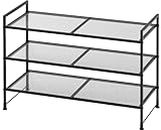 SimpleHouseware 3-Tier Stackable Mesh Shoe Racks with Shelves for Storage Organizer, Black
