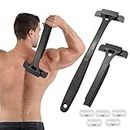 MAYCREATE® Back Shaver for Men, Back Hair Removal and Body Shaver with Foldable Long Handle, Replaceable Ultra Wide Blades, DIY Shave Wet or Dry