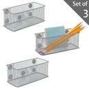Set of 3 Metal Mesh Magnetic Storage Bins, Office Supplies Organizer Baskets