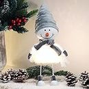 com-four® LED-Schneemann Deko-Aufsteller - beleuchtete Dekofigur als Winterdekoration - warmes Stimmungslicht für Weihnachten im Innenbereich (38cm Wichtel - weiß - mit Mütze)
