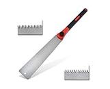 Meichoon Japanese Style Hand Saw - Double Edge Pull Saw Interchangeable Flush Cut Saw 12.5 Inch Flexible Blade Handsaw for Woodworking DC718