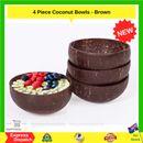 4 Piece Set Coconut Bowls Polished with Coconut Oil - Brown breakfast
