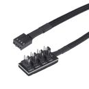 Fan Power Supply Cable 1 to 4 with 4 Pin for PC CPU 40x18mm Head 2pcs - Black
