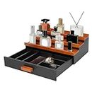 yeshine Wooden Cologne Organizer for Men,3 Tier Cologne Stand,Cologne Holder with Drawer and Hidden Compartment,Perfume Organizer for Men,Great Present for Lover Man Father